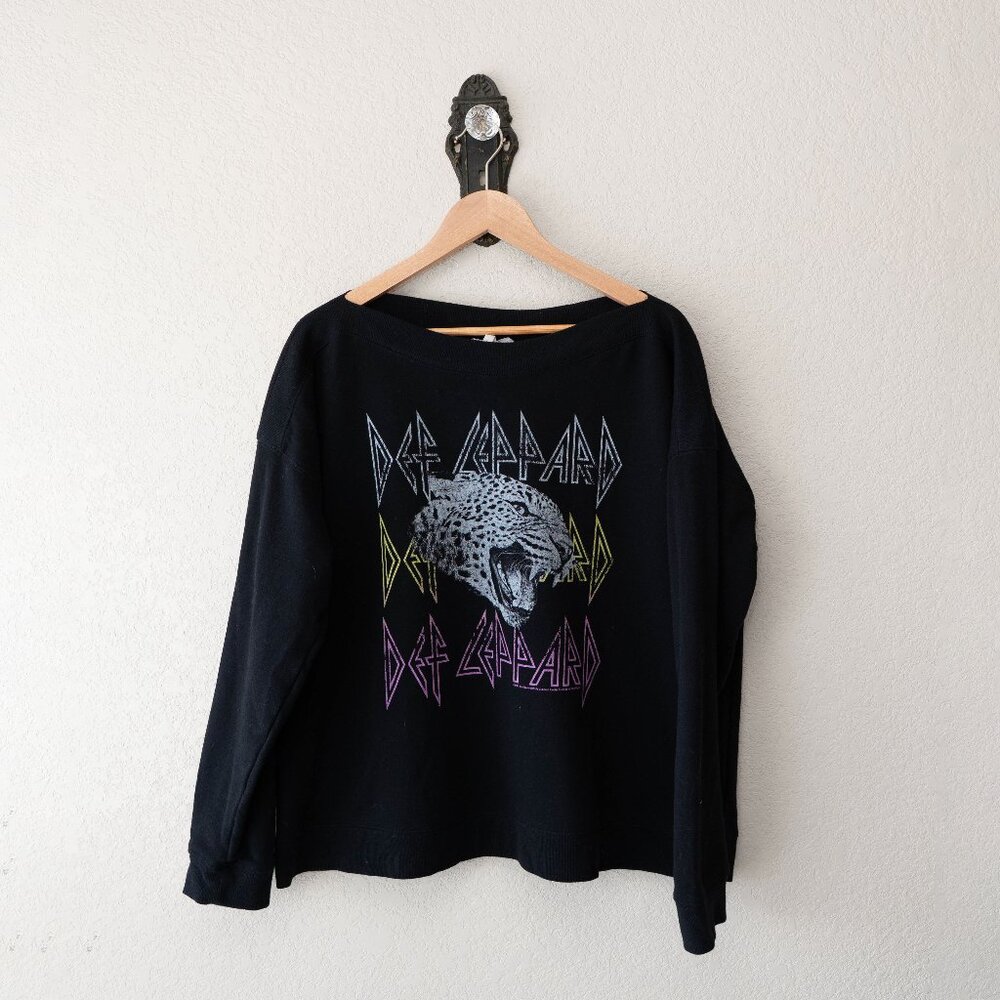 Def Leppard Sweatshirt Womens 1X Black Band Graphic Rock Pullover Maurices